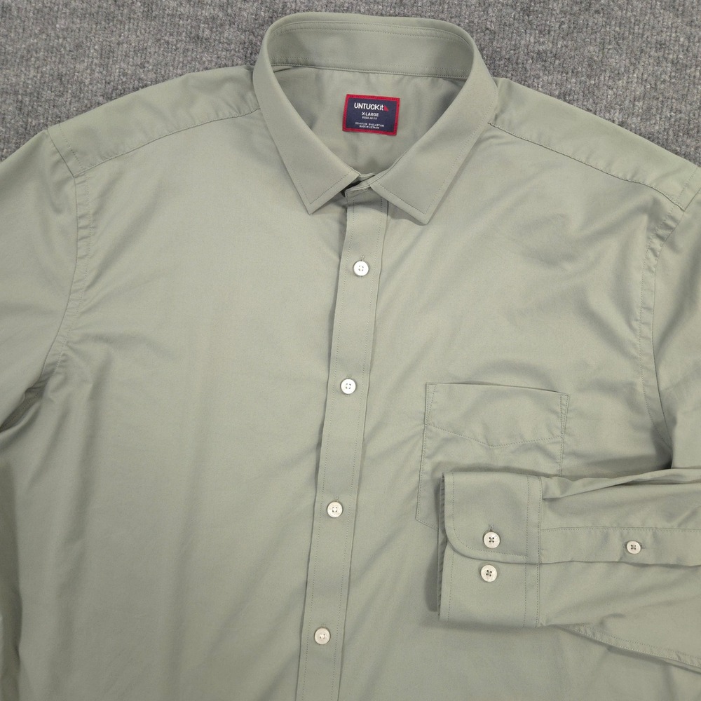 UNTUCKit Gironde Shirt Mens XL Green Performance Long Sleeve Business Casual